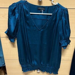 1. State Size Small Women's Blue V-Neck Blouse
